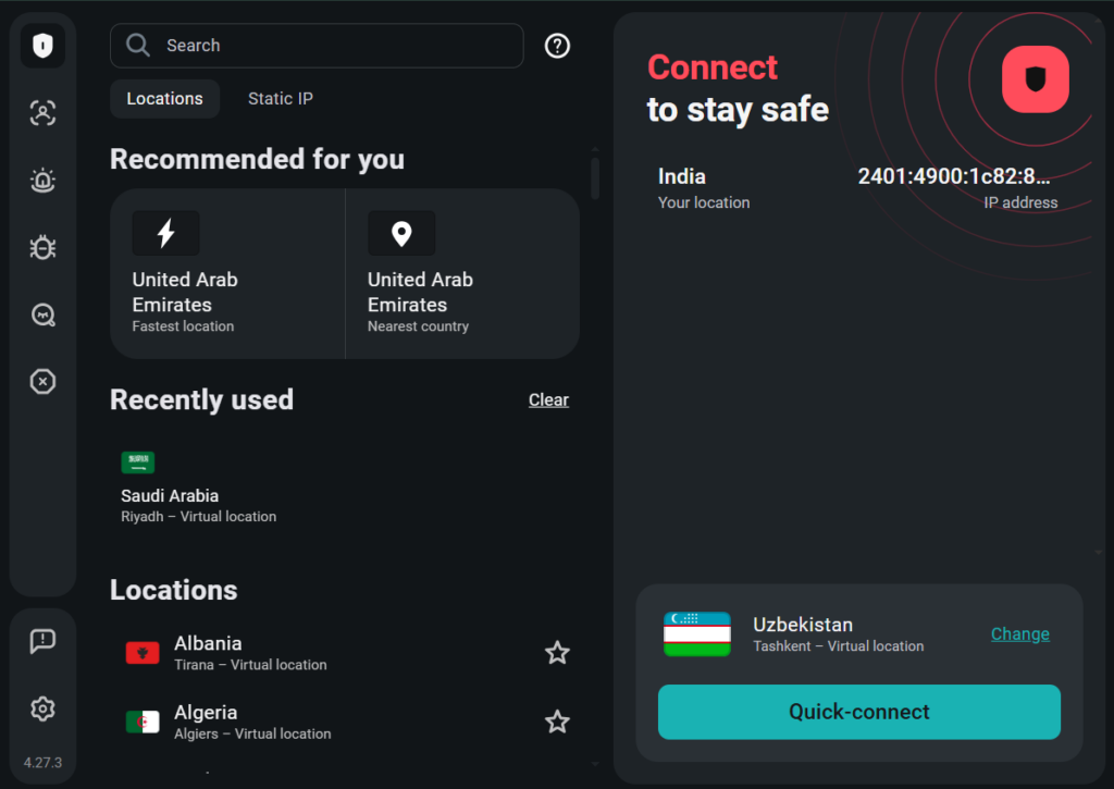 Surfshark’s User Interface