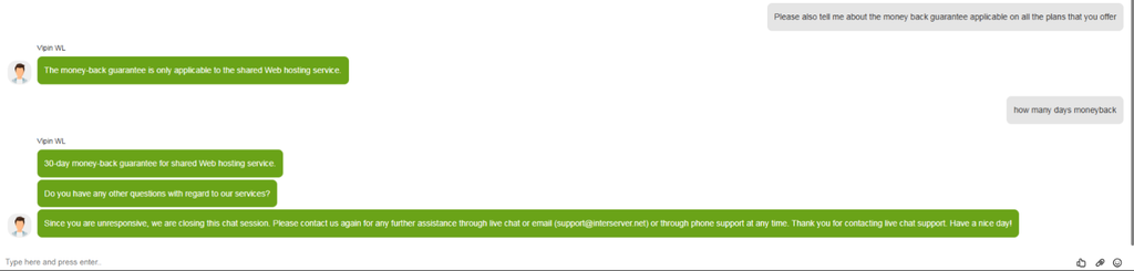 InterServer Money-Back Guarantee