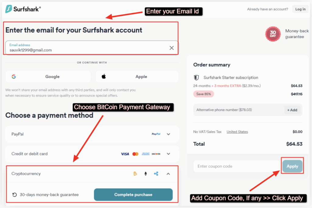 After payment is successful, click the Complete Purchase button.