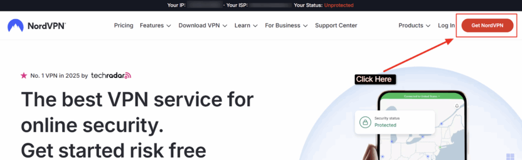 -> Click on Get NordVPN to move ahead with the setup.