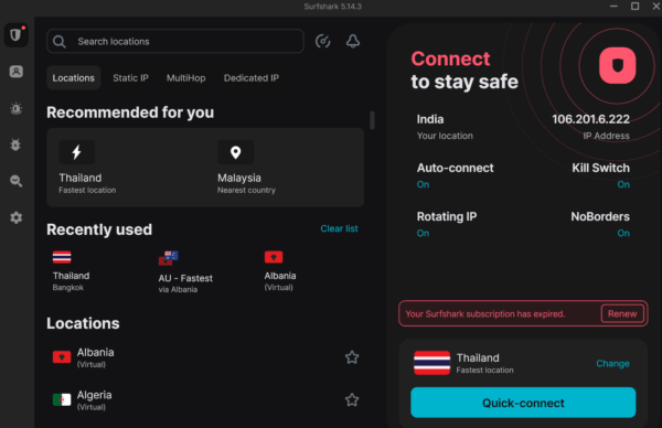 Desktop Surfshark app