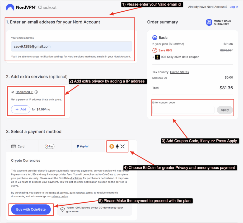 Lastly press the payment button to complete the setup process