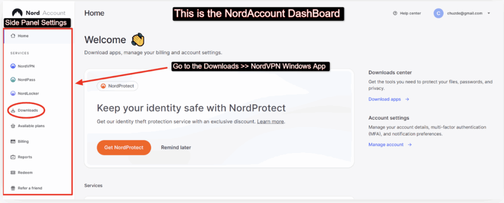 NordVPN User Interface