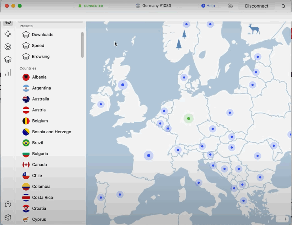 NordVPN macos location