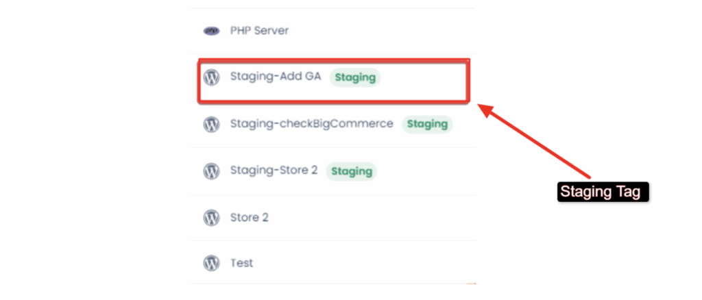 Once the staging application is created