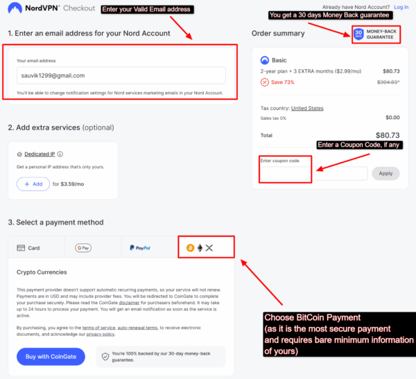 You’re directed to the NordVPN checkout page