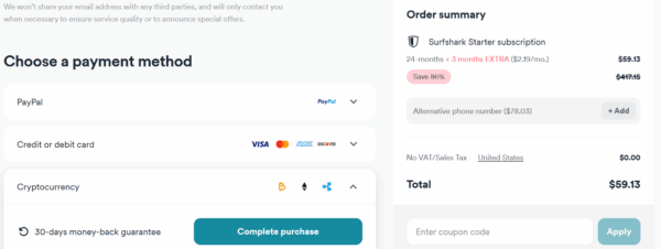 payment method