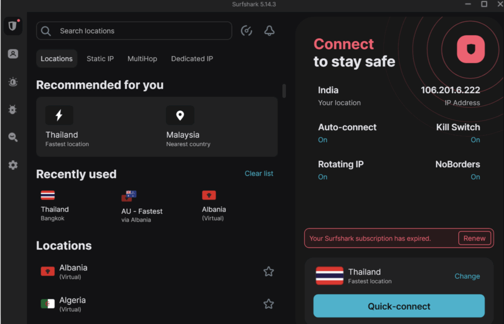 Now, that’s how the Desktop Surfshark app looks like
