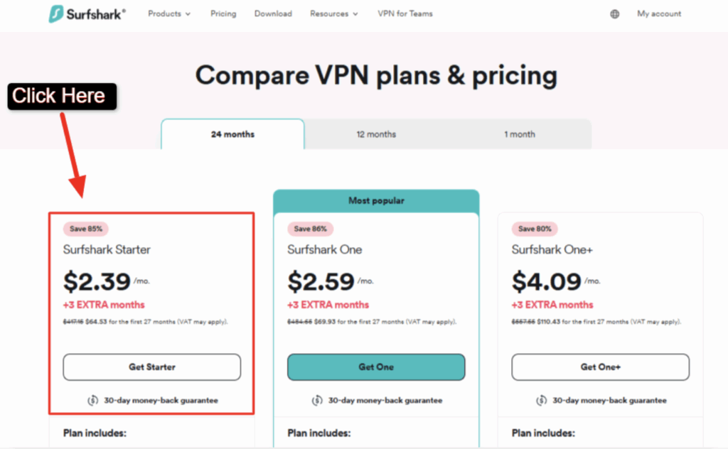 Select surfshark one of the three subscription plans