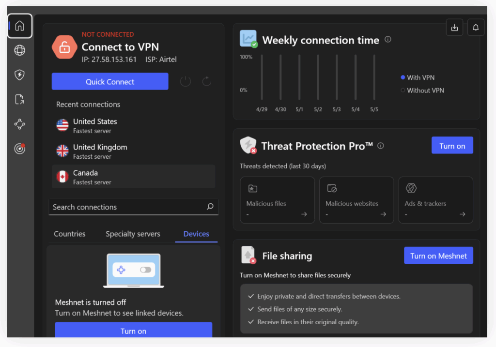 You can choose the setting option from the side panel in order to make necessary changes