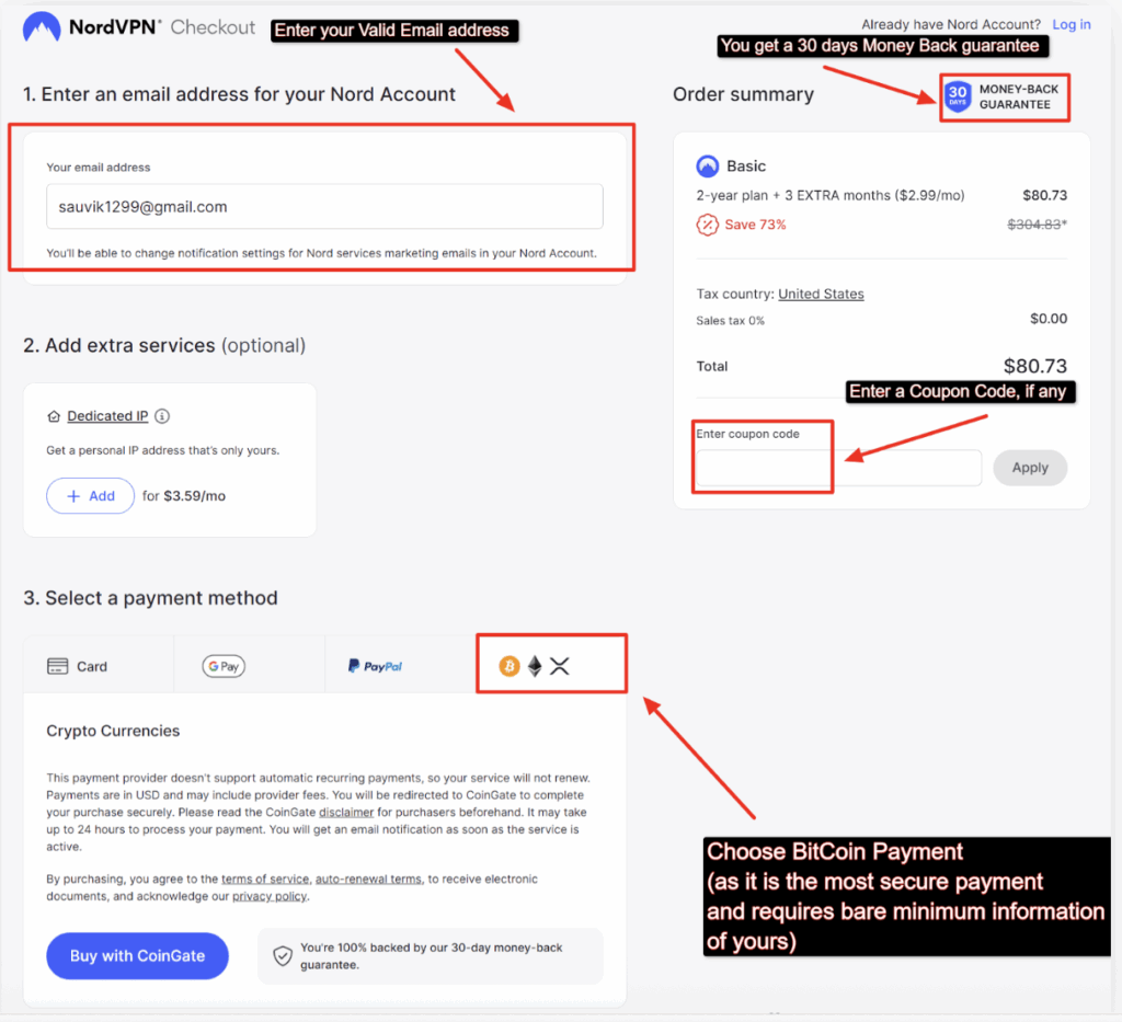 You’re directed to the NordVPN checkout page