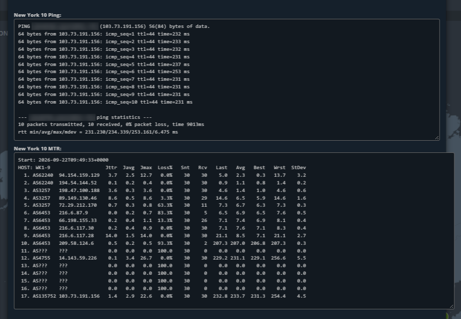 Testing Network Latency Consistency with a Second New York Monitor
