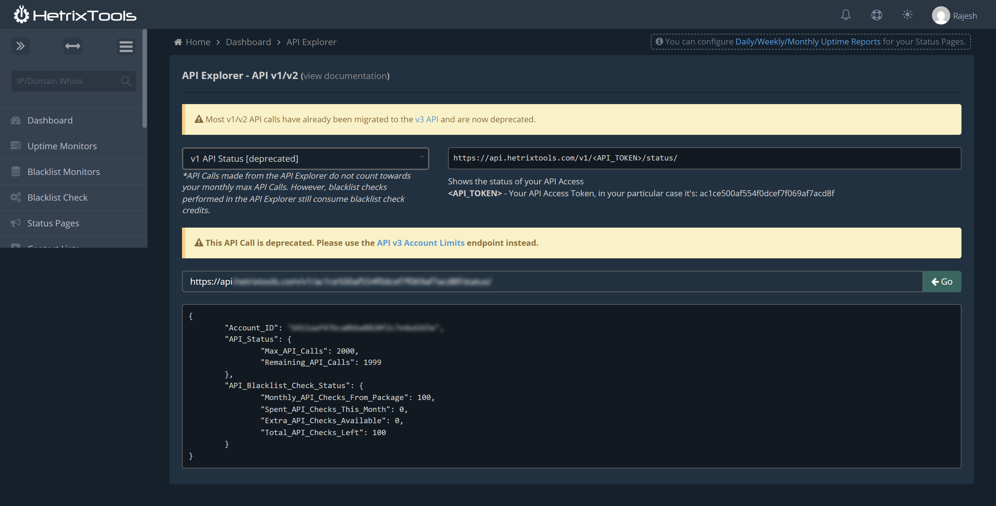 Testing API Usage & Account Limits
