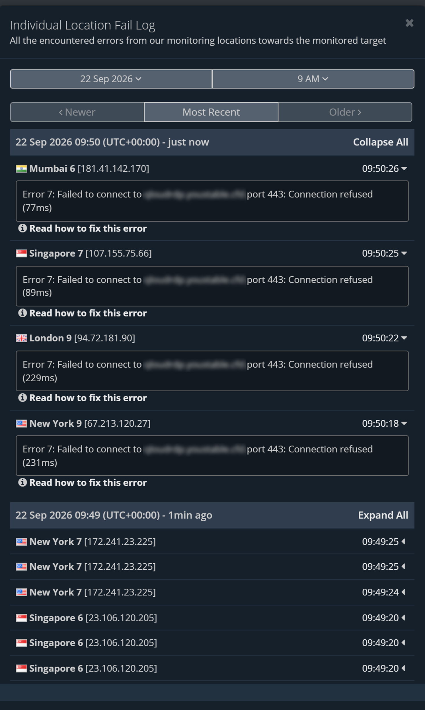 Testing Multi-Location Downtime Detection & Connection Errors