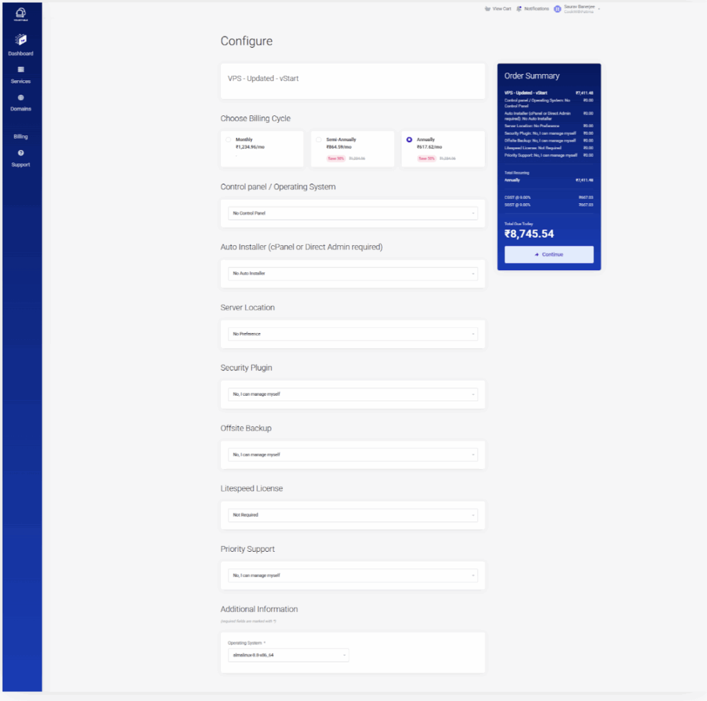 Choose your plan duration (1 year or biennial plan)