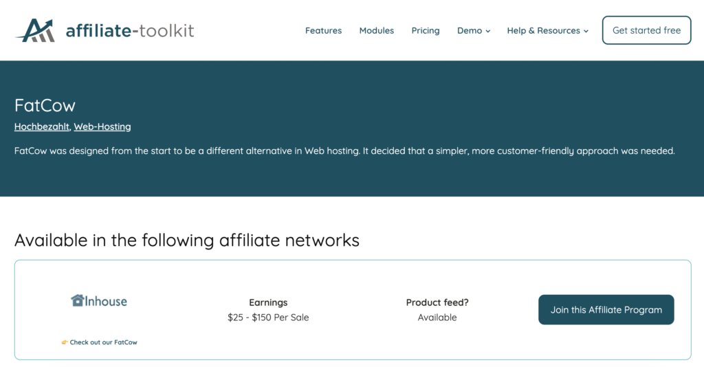 FatCow affiliate program