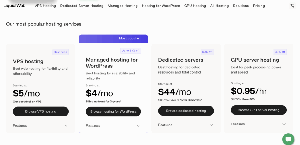 Liquidweb pricing plans