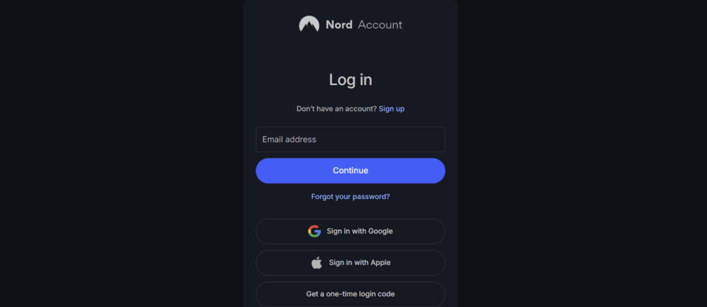 NordVPN Put in your Log In credentials