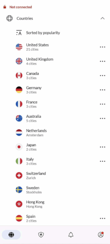 NordVPN VPN Location