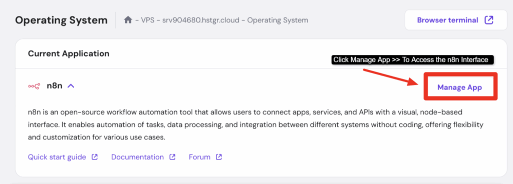 Now, as the n8n hosting gets installed