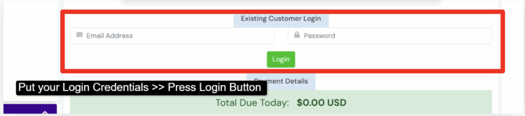 Use your login credentials