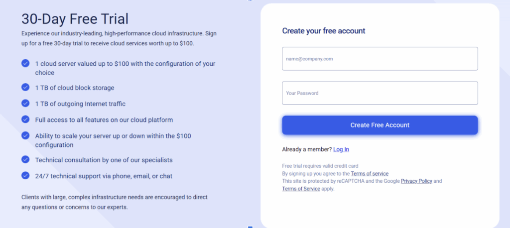Visit Kamatera and sign up for a new account