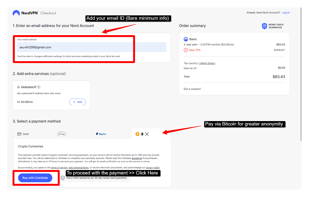 Complete the payment.