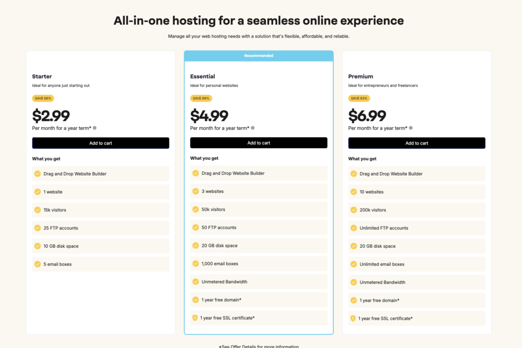 Domain. com Web Hosting Plans