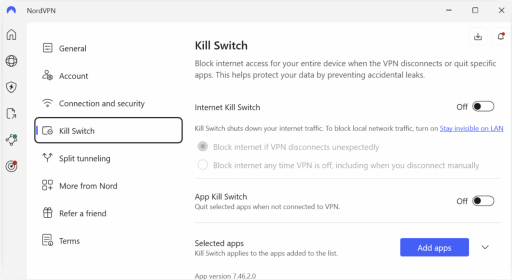 Enable key features like Kill Switch & Threat Protection