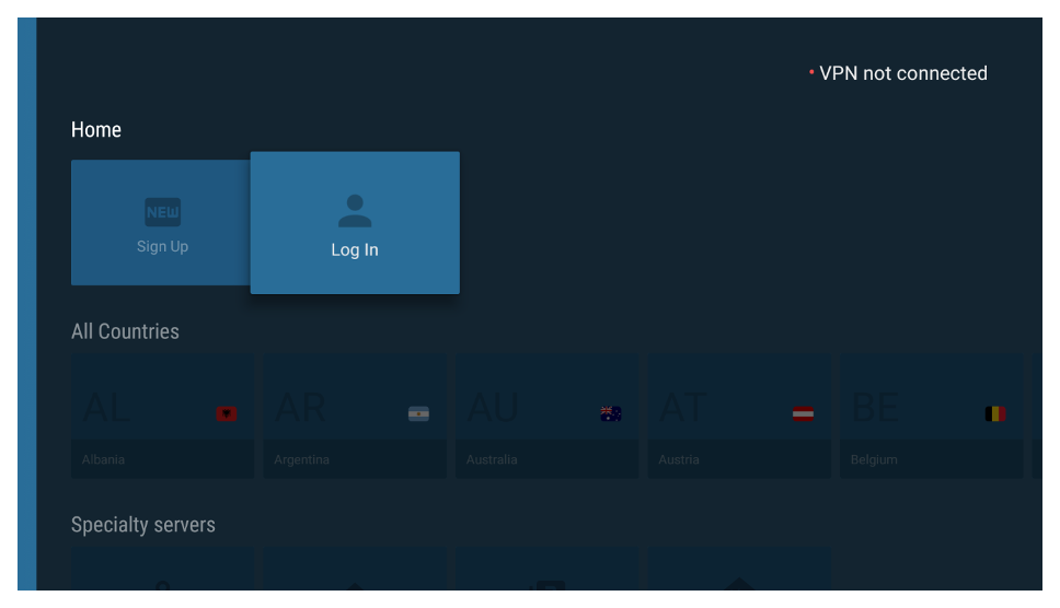Log In to the VPN App