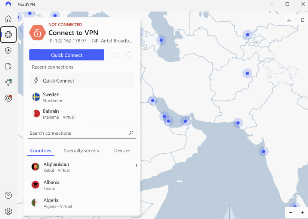 Select a Server Location