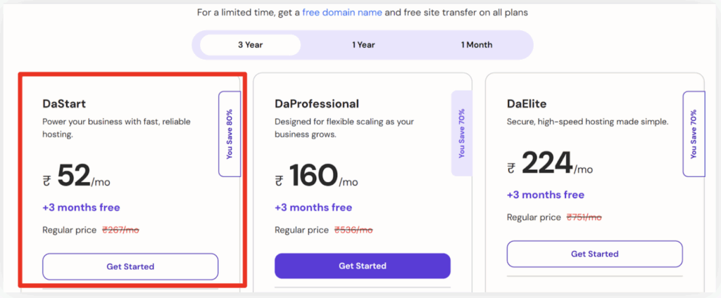 Youstable WordPress Plans