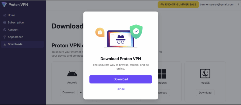 Download and install ProtonVPN
