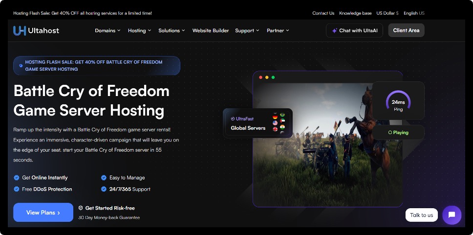 UltaHost’s Battle Cry of Freedom Server