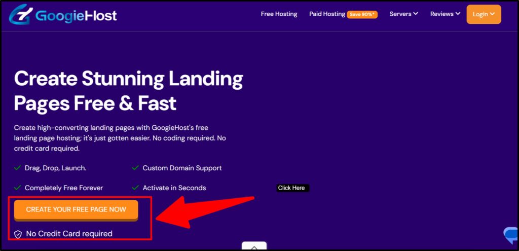GoogieHost Free Landing page
