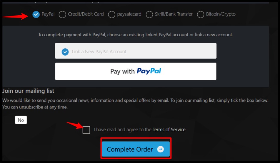 At last, choose a payment method 