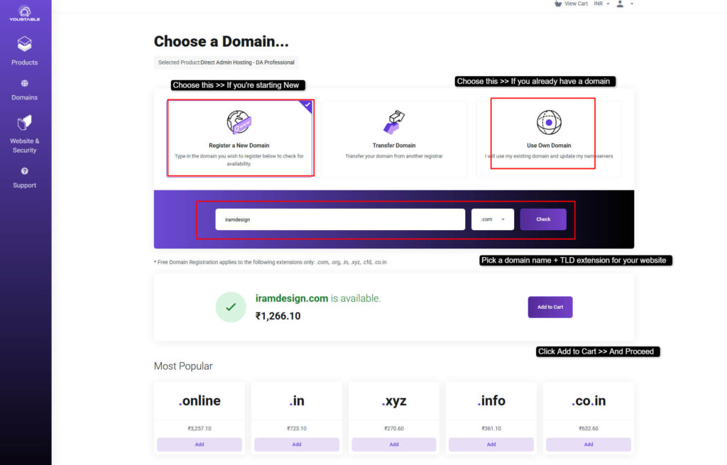 Choose a domain
