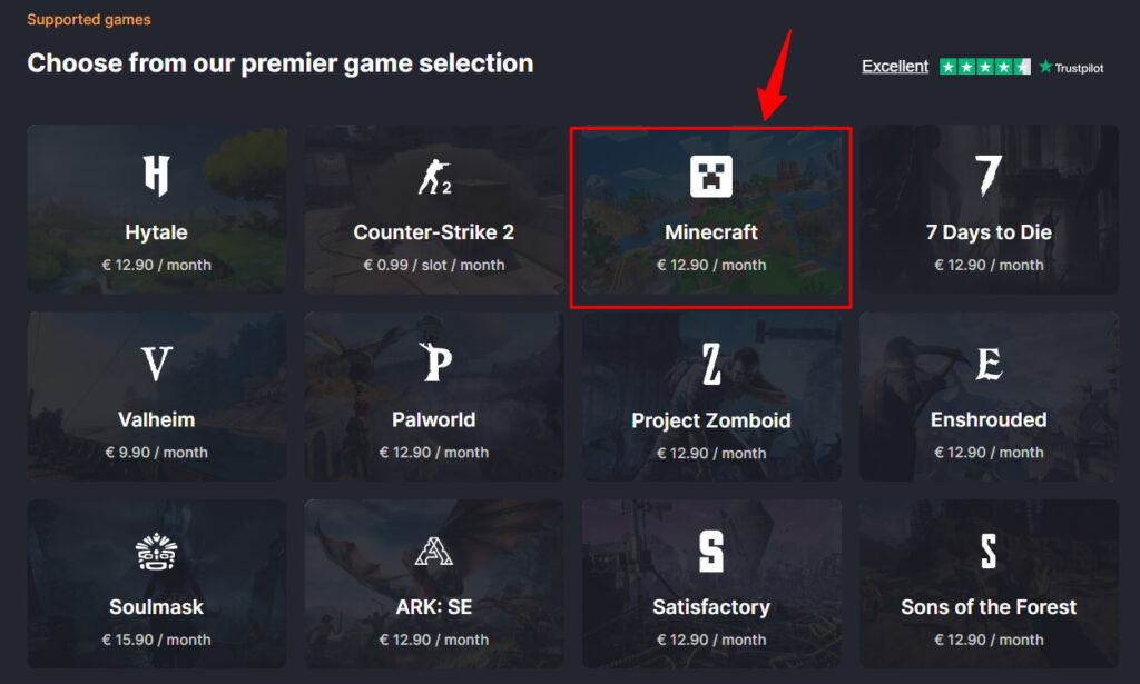 Choose your game Server