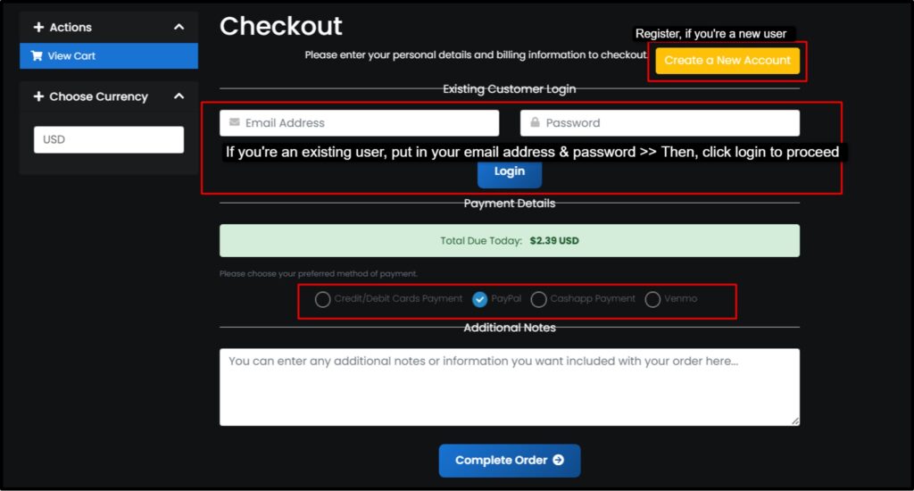 Click the Complete Order finally
