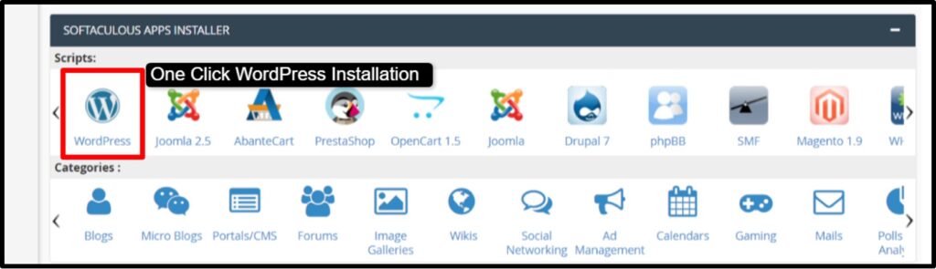 As you click WordPress, you need to install it.