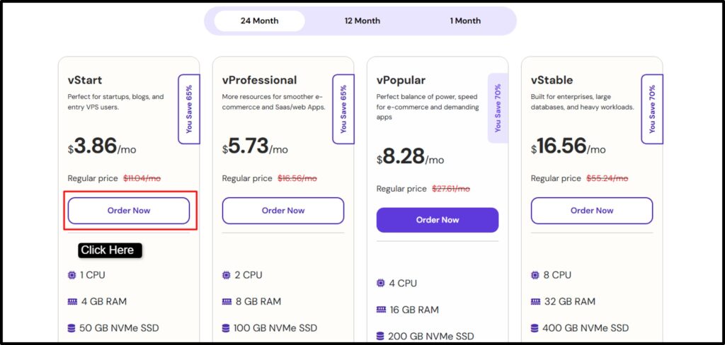 Choose the YouStable VPS plan