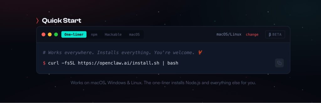 Finally, with just one simple command you can directly install OpenClaw