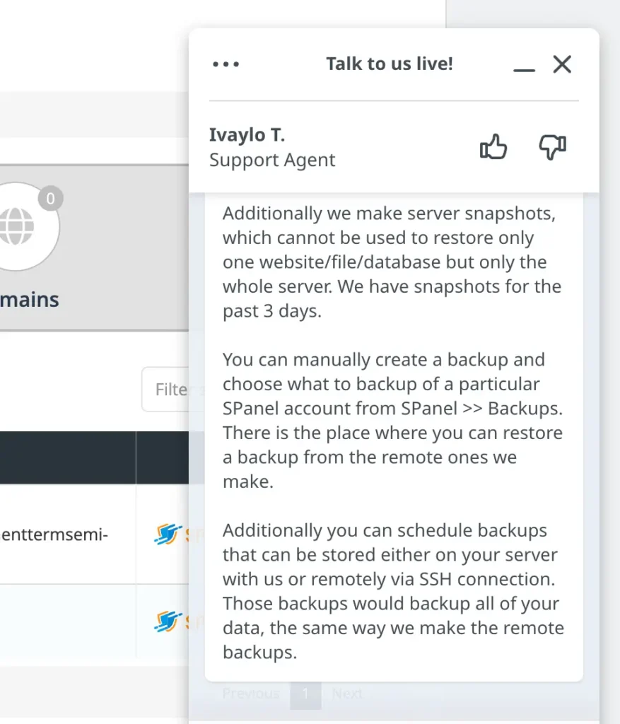 ScalaHosting Review 15 backups