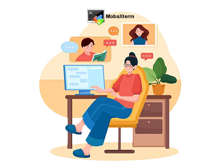 Person using computer with video calls