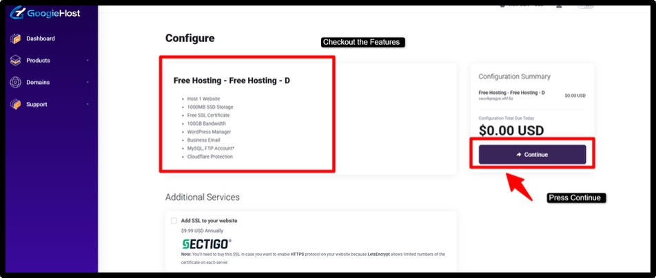 Then click the Continue Button Finally to register.