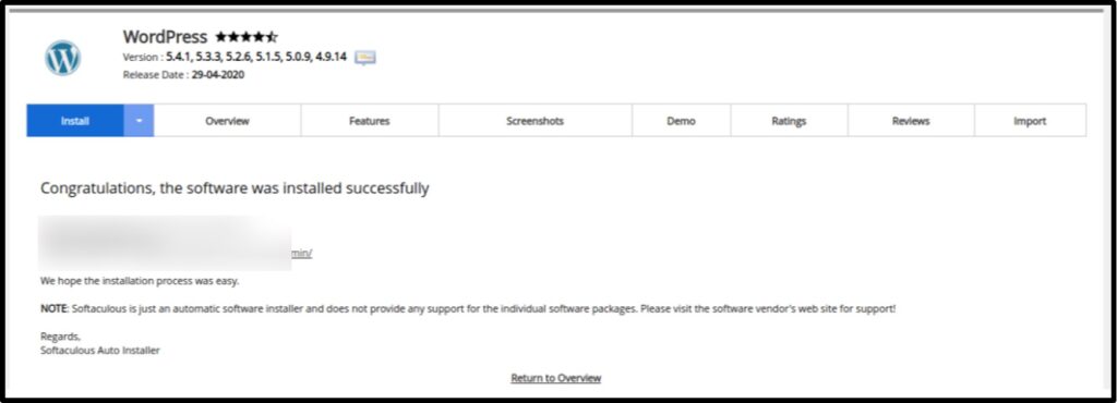 click wordpress and install it instantly