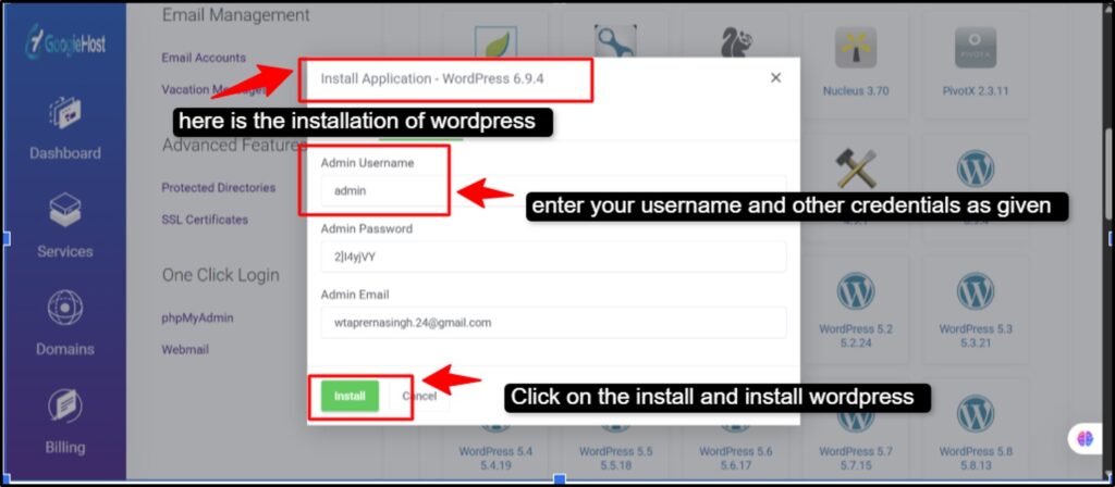 find the WordPress installer