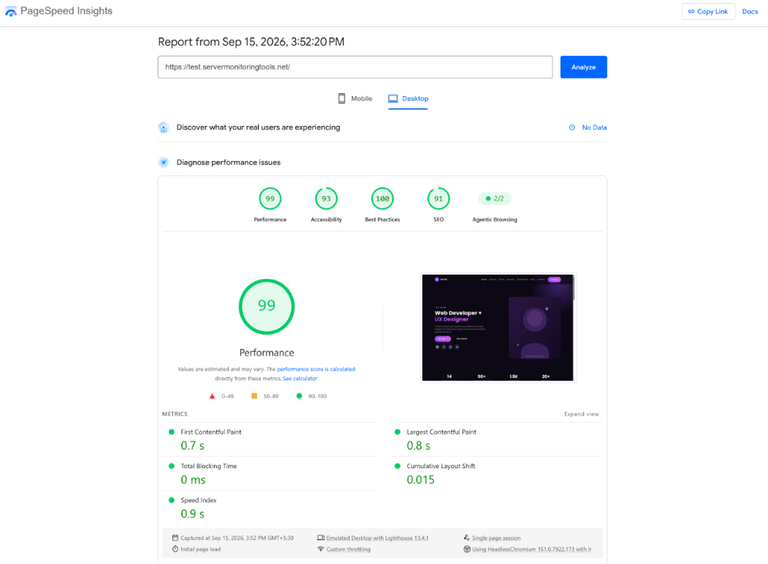 ScalaHosting Review 2026: After 4 years, 2 Websites 10 pageinsight test desktop
