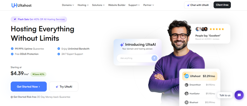 ultahost landing page