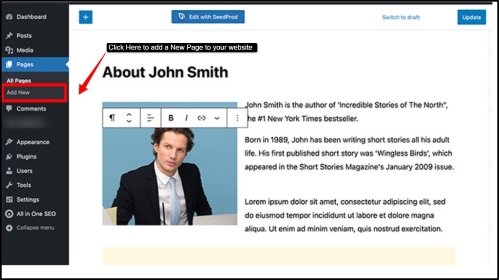 This page tells the viewers your mission, your vision